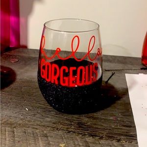Black glitter vinyl wine glass
